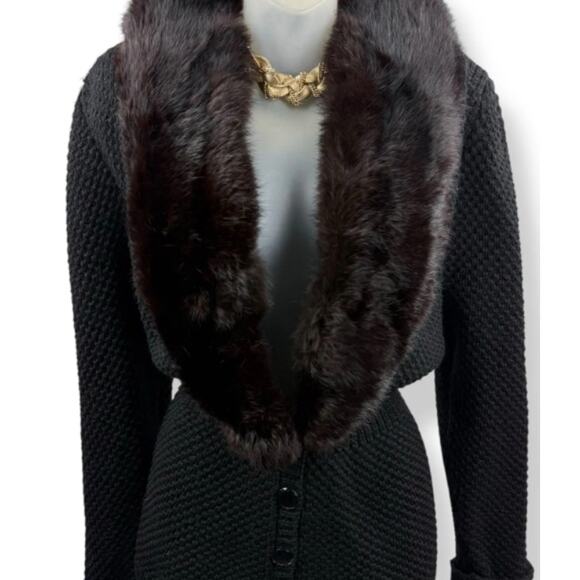 Sweaters - Vintage Pure Wool Mink Fur Cardigan M